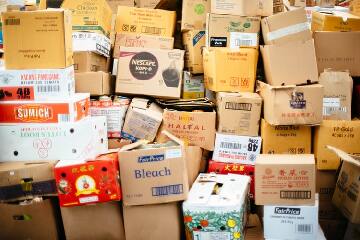 a pile of boxes from a hoarder